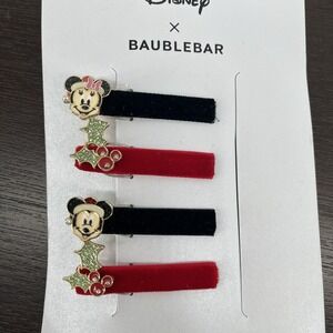 Disney x Baublebar Minnie And Mickey Mouse Christmas Holiday Hair Clips 4 pcs